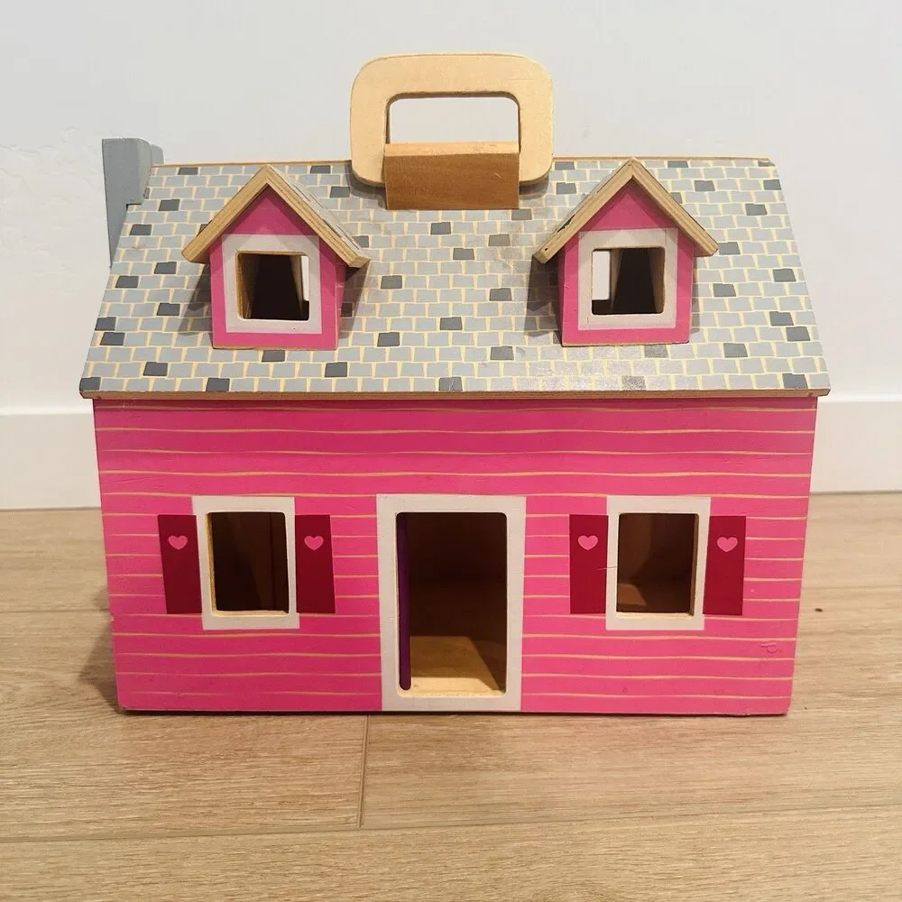 Melissa & Doug Fold Go Wooden Dollhouse Furniture Accessories Pink Wooden 3701